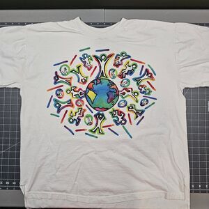 Vintage World View Tshirt XXL Peace Love Harmony Coexist 90s Single Stitch Retro